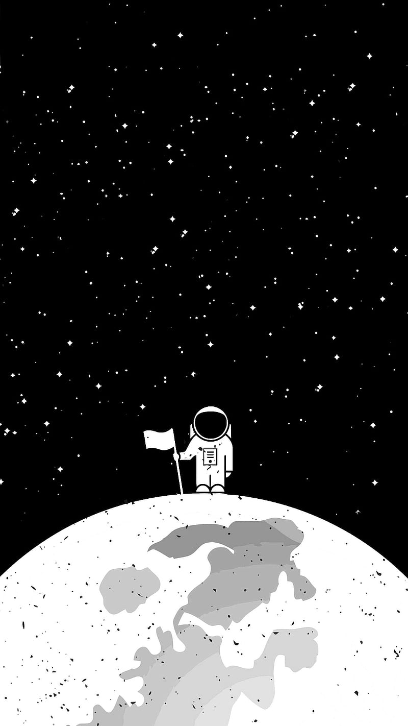 The ASTRONAUT, amoled, awesome, black, black and white, bright, dark, flag, moon, space, srars, super amoled, white, HD phone wallpaper