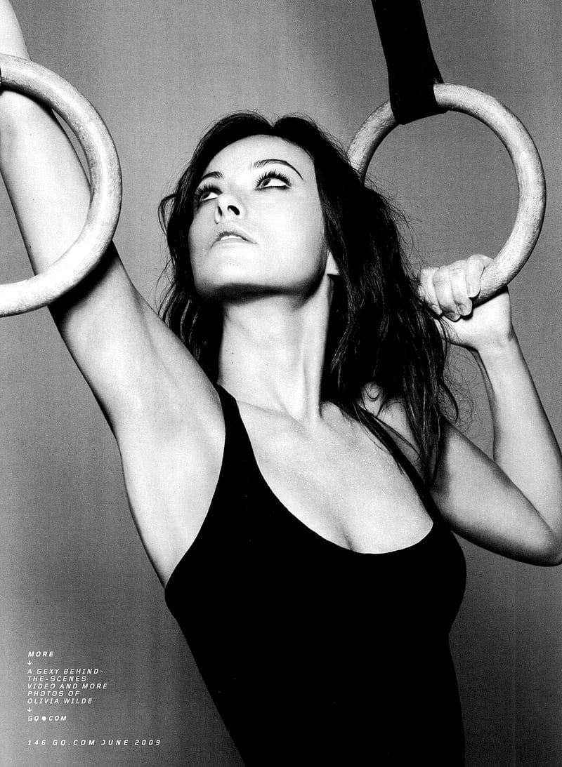 Olivia Wilde, model, actress, tank top, monochrome, exercise, HD phone wallpaper