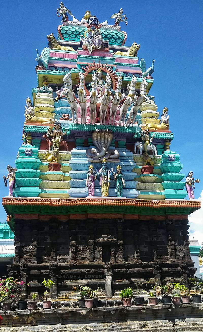 Temple, antervedi, clouds, east godavari, gopuram, lakshmi narasimha, nature lover, sky, HD phone wallpaper