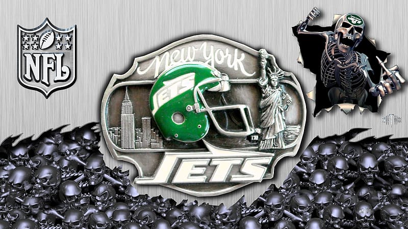 Buckle and Skulls-Jets, New York Jets Football, New York Jets, New York Jets Background, New York Jets Logo, NFL New York Jets Background, New York Jets wallpapper, New York Jets NFL steel logo, Jets New York, HD wallpaper