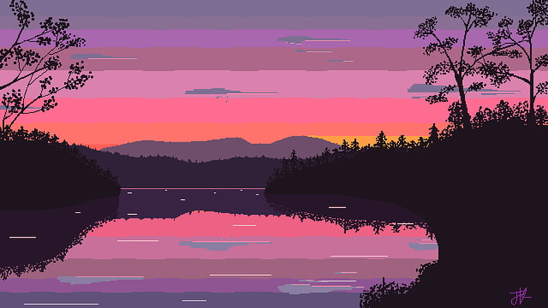 16 Bit Sunset, HD wallpaper
