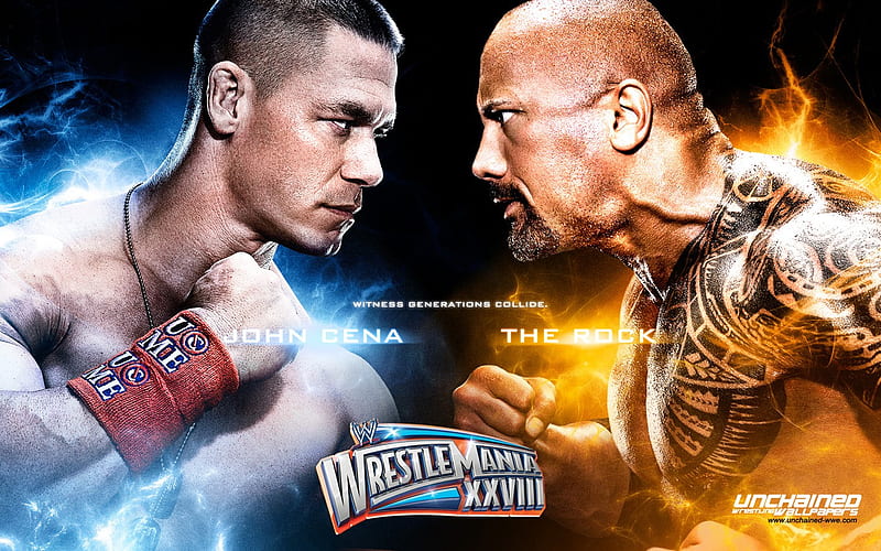 Wrestlemania 28: John Cena vs The Rock, wrestlemania 28, miami, john cena, wrestling, wrestlemania, wwe, the rock, HD wallpaper