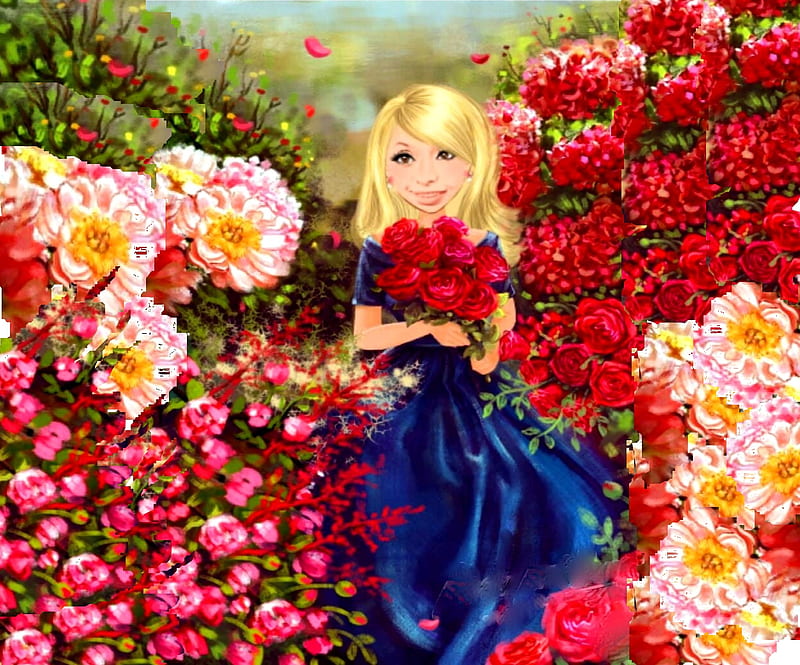 Kanchan Bagari Anime , girl, anime, flowers, Kanchan Bagari, cartoon, HD wallpaper