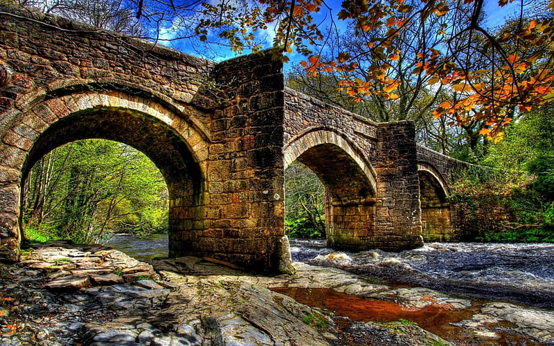 Arched Waterways, architecture, flowing river, autumn, arched, arch, flowing, waterways, river, HD wallpaper
