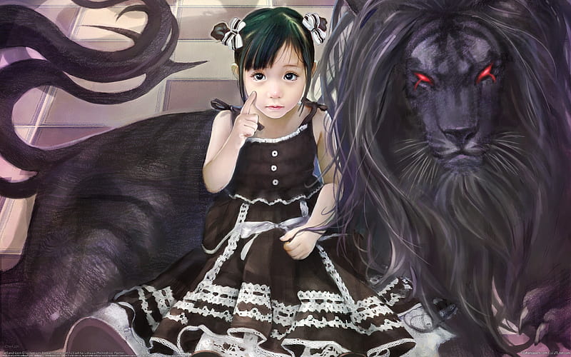 Fantasy-CG-Character i-chen-lin-05-Girl-and-Lion, HD wallpaper
