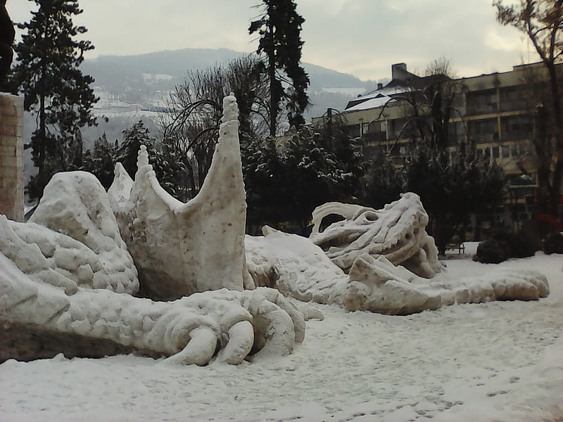 sculpture of ice, white, seasons, frozen, winter, HD wallpaper