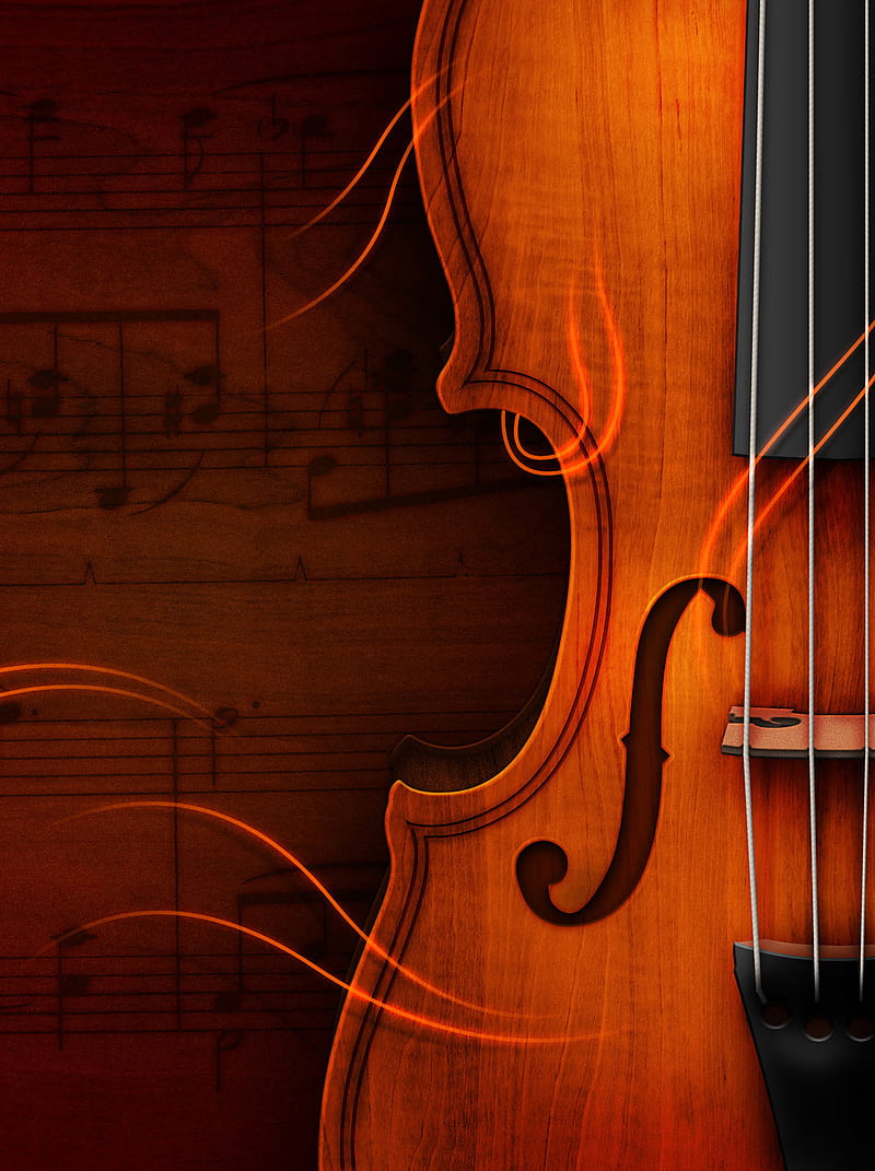 violin, brown, flexibility, instrument, line, music, notes, HD phone wallpaper