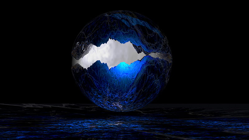 Dark Blue Light Sphere Abstract, HD wallpaper
