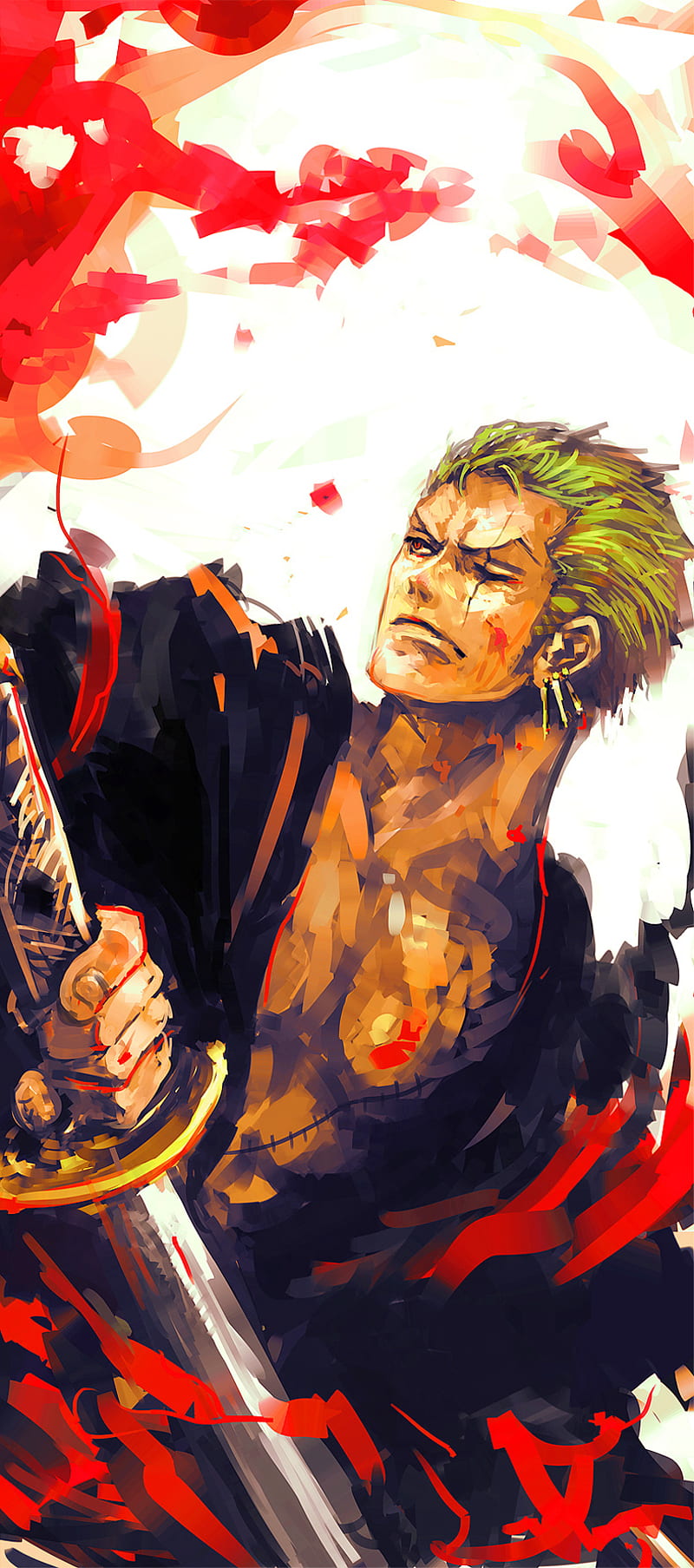 Roronoa Zoro, anime, green, manga, one piece, pirate, sword, HD phone wallpaper