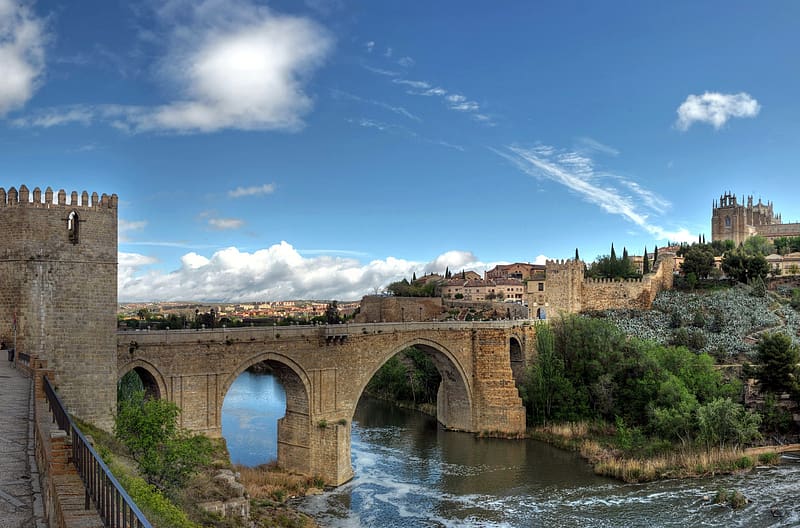 Bridge, Spain, Toledo, , Puente De San Martín, Towns, HD wallpaper