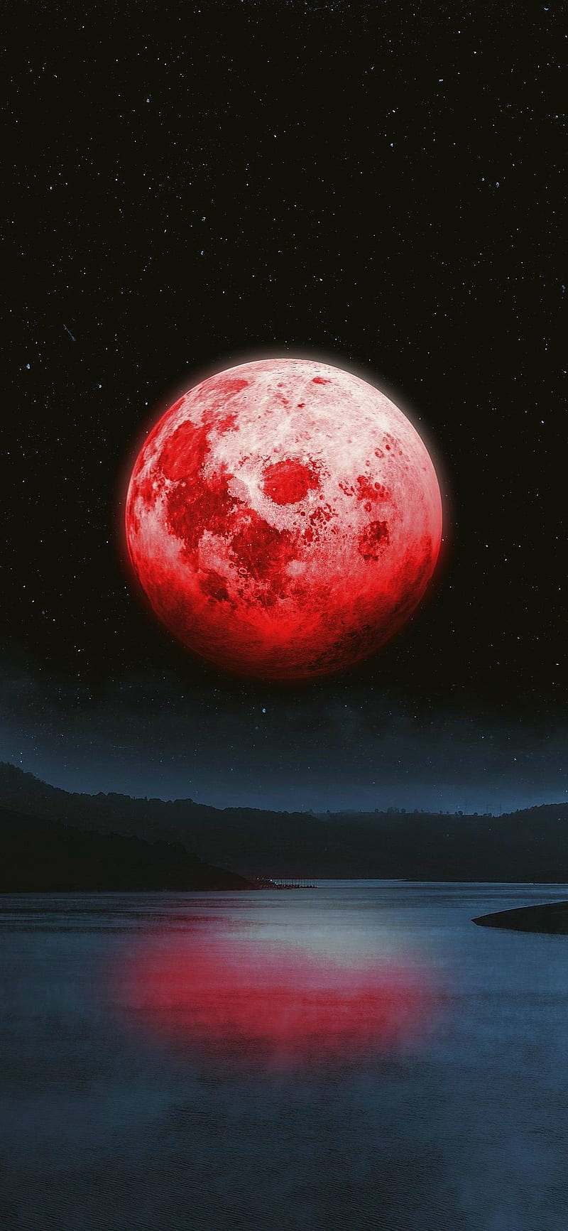 Blood moon, atmosphere, sky, HD phone wallpaper
