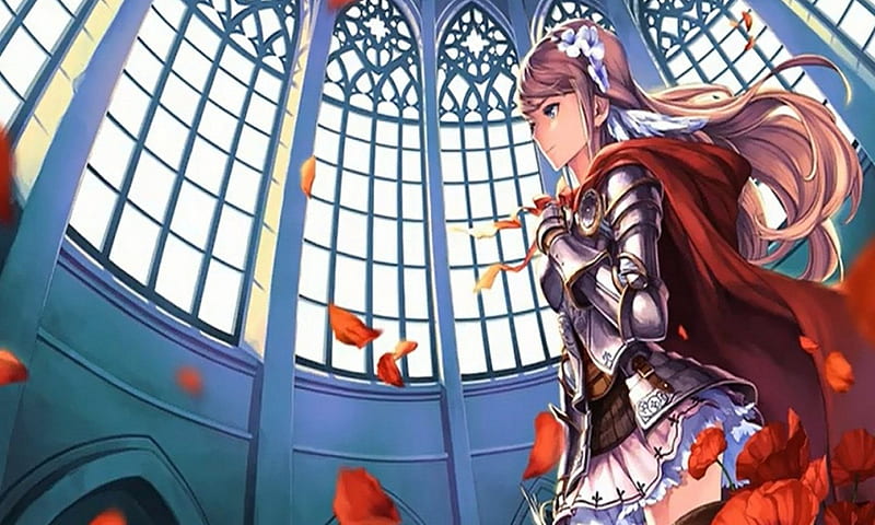 720P free download | Anime knight, flowers, pink hair, girl, knight, HD ...