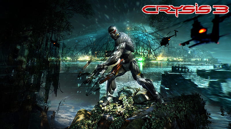 crysis 3, the prophet, onion, action, helicopter, dome, HD wallpaper