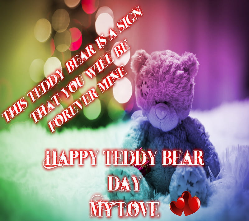Happy teddy bear day, for yoo, corazones, i love you, valentine day, HD wallpaper