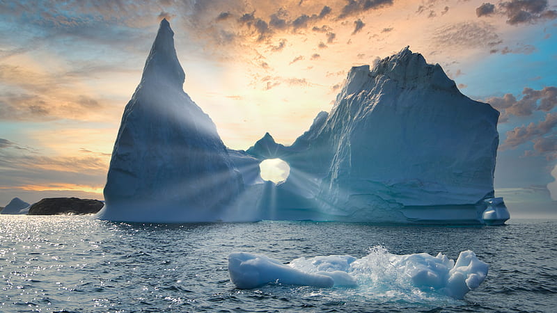Earth, Iceberg, Sunbeam, HD wallpaper
