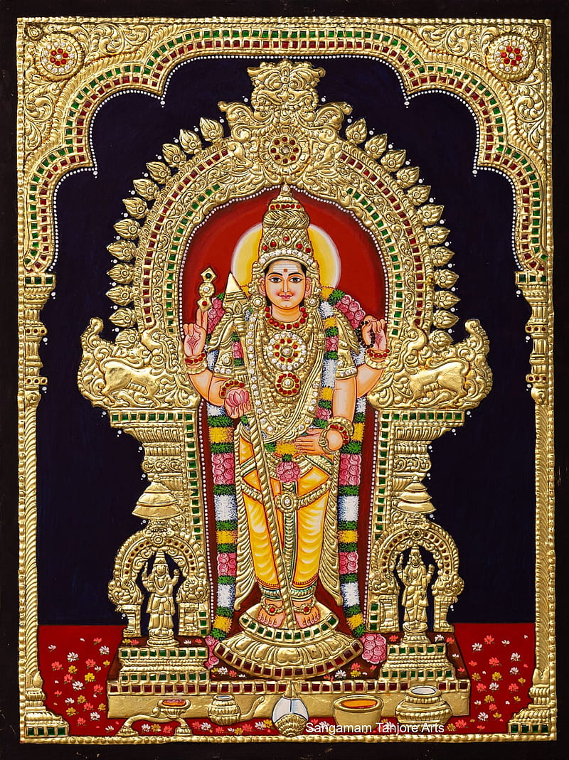 Pure Gold Thiruchendur Murugan Tanjore Painting With, HD phone ...