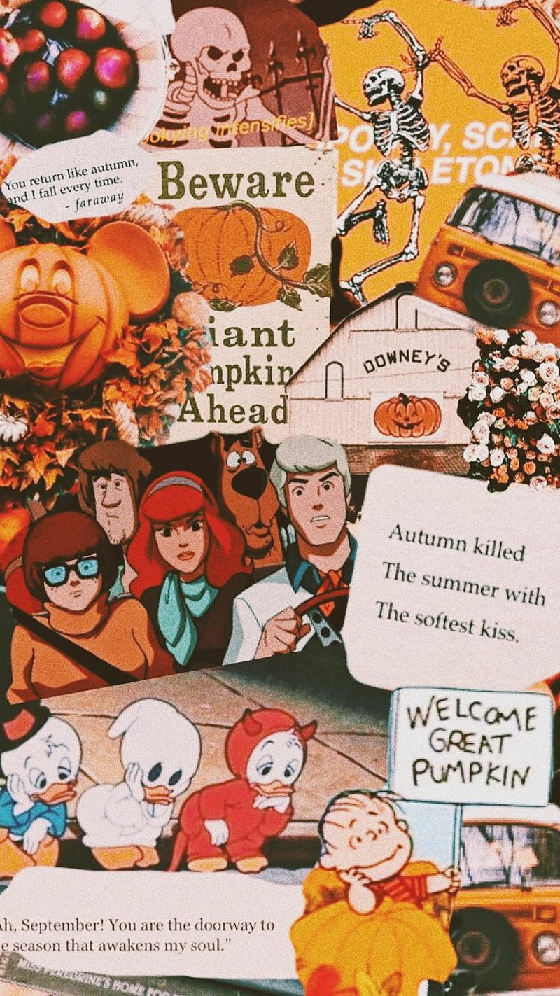 Fall faves, disney, great pumpkin, halloween, kids, mickey, scooby-doo, snoopy, HD phone wallpaper