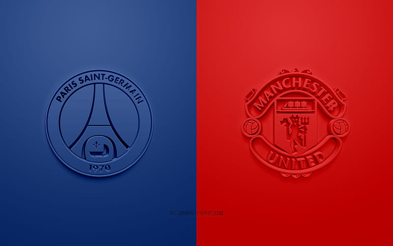 PSG vs Manchester United FC, UEFA Champions League, Group H, 3D logos, blue  red background, HD wallpaper | Peakpx