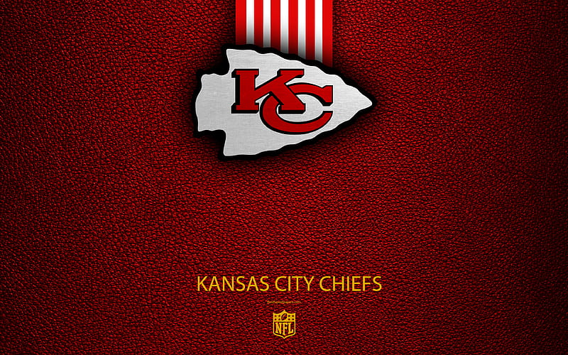 Kansas City Chiefs American football, logo, emblem, Kansas City, Missouri, USA, NFL, red leather texture, National Football League, Western Division, HD wallpaper