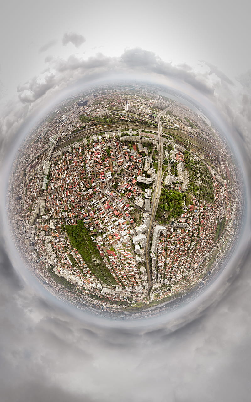 Liitle planet, aerial, awesome, bucharest, bucuresti, city, cool, earth, little planet, unseen, HD phone wallpaper