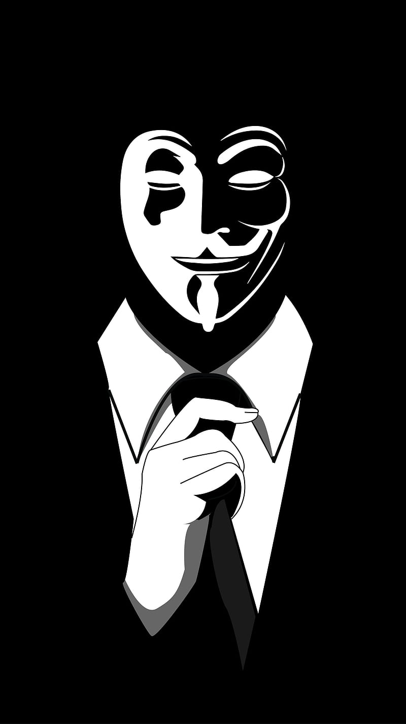 anonymous, black, suit, white, HD phone wallpaper