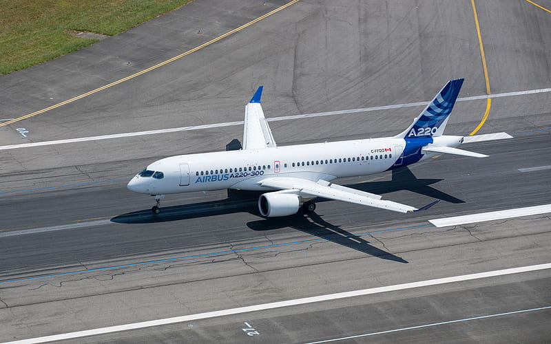 Airbus A220, Bombardier CSeries, passenger plane, air travel concepts, Passenger Transportation, Airbus, HD wallpaper