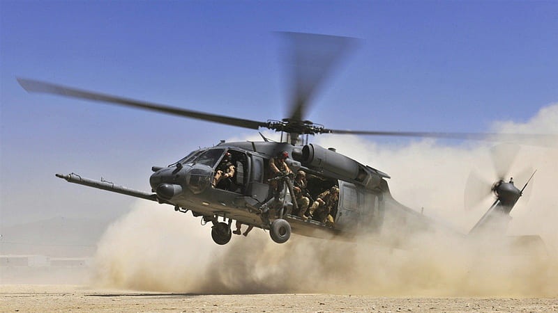 Landing of troops, military, desert, helicopter, people, HD wallpaper
