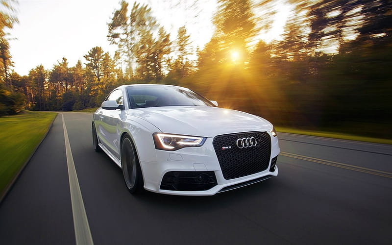 Audi RS5, motion blur, road, supercars, Audi, HD wallpaper