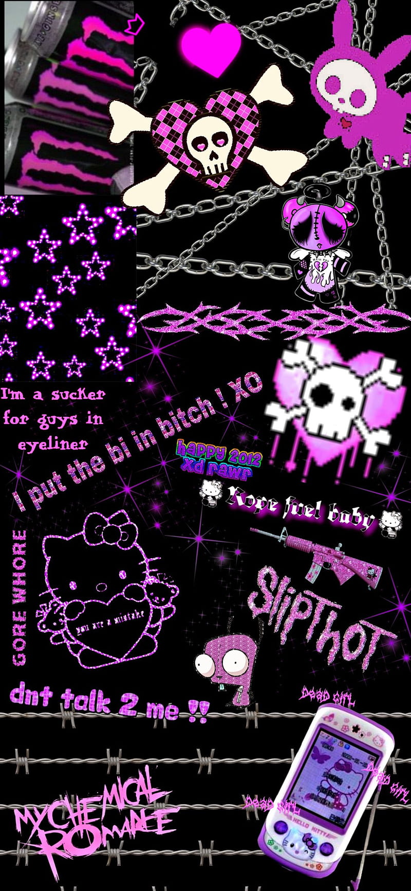 SCENECORE, emo, glitter, goth, pink, purple, scene, skulls, slipnot, HD phone wallpaper