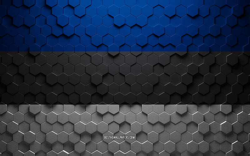 Flag of Estonia, honeycomb art, Estonia hexagons flag, Estonia, zd hexagons art, Estonia flag, HD wallpaper