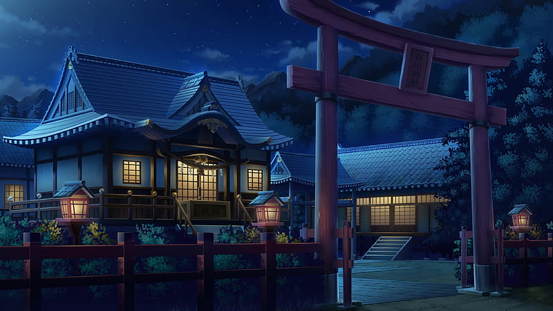 House, windows, anime place, anime, ligths, night, HD wallpaper | Peakpx