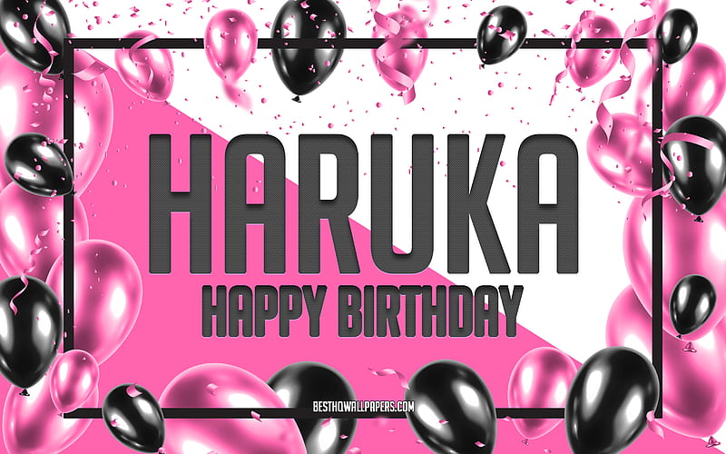 Happy Birtay Haruka, Birtay Balloons Background, popular Japanese female names, Haruka, with Japanese names, Pink Balloons Birtay Background, greeting card, Haruka Birtay, HD wallpaper