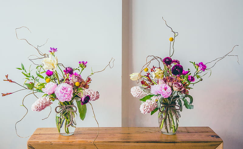 flowers, bouquet, vase, composition, aesthetics, HD wallpaper