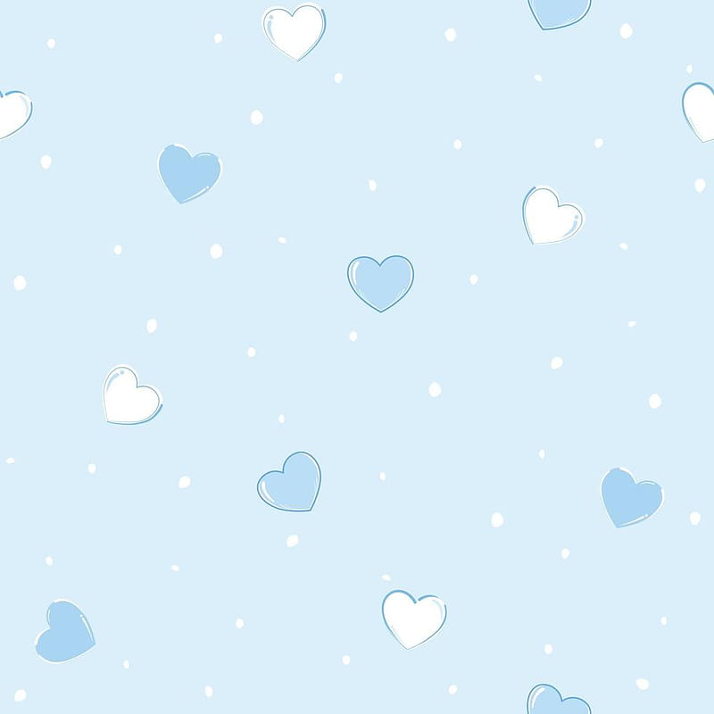 Cute seamless vector illustration pattern with blue hearts and