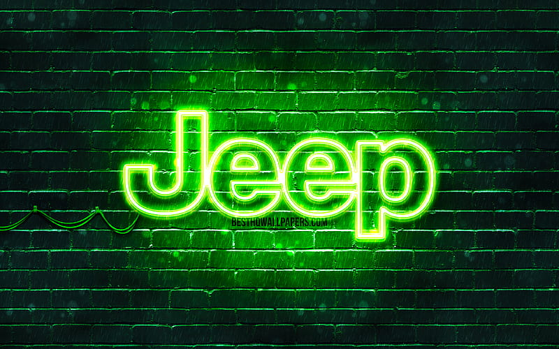 Jeep green logo green brickwall, Jeep logo, cars brands, Jeep neon logo,  Jeep, HD wallpaper | Peakpx