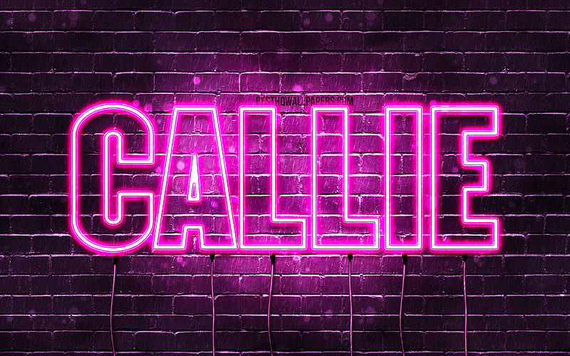 Callie with names, female names, Callie name, purple neon lights, horizontal text, with Callie name, HD wallpaper