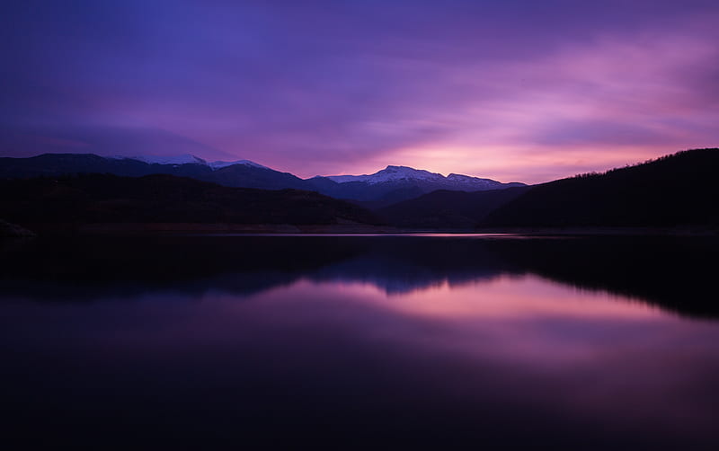 Mountain Lake Night Reflection , mountains, lake, night, reflection, nature, HD wallpaper