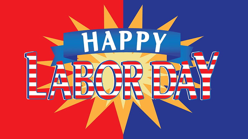 Happy Labor Day Word In Red Blue Background Labor Day, HD wallpaper