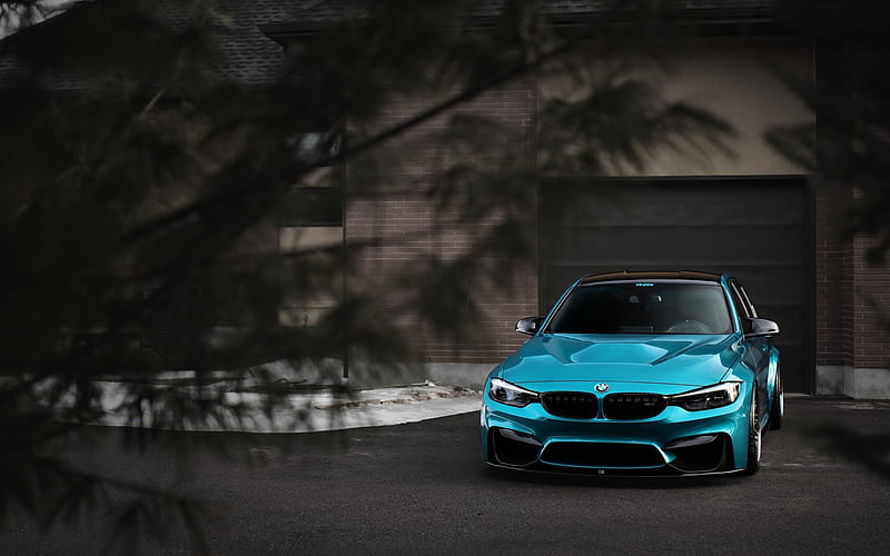 F80, BMW M3, garage, tuning, 2018 cars, blue m3, german cars, BMW, HD wallpaper
