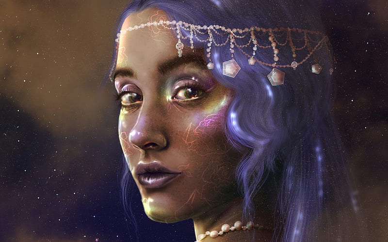 Sand Jewels Art Fantasy Luminos Girl Purple Jewel Face Kathryn Gibson Hd Wallpaper Peakpx 7928