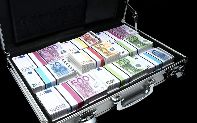 Briefcase Full Of Money, money, notes, briefcase, Euros, currency, HD wallpaper