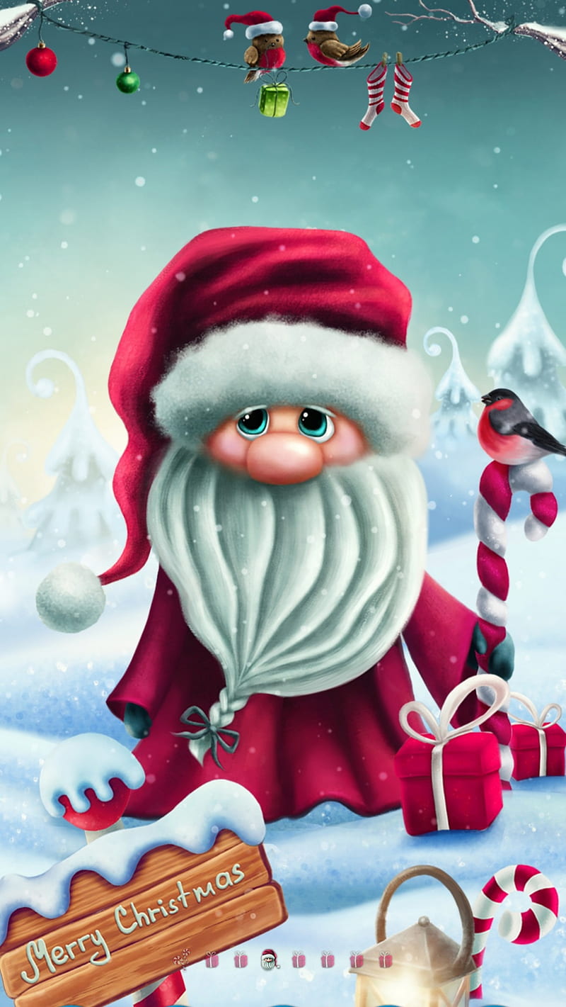 Xmas card with cute Santa Claus vector cartoon on snow fall background,  Xmas postcard, wallpaper, and greeting card, vector illustration Stock  Vector | Adobe Stock