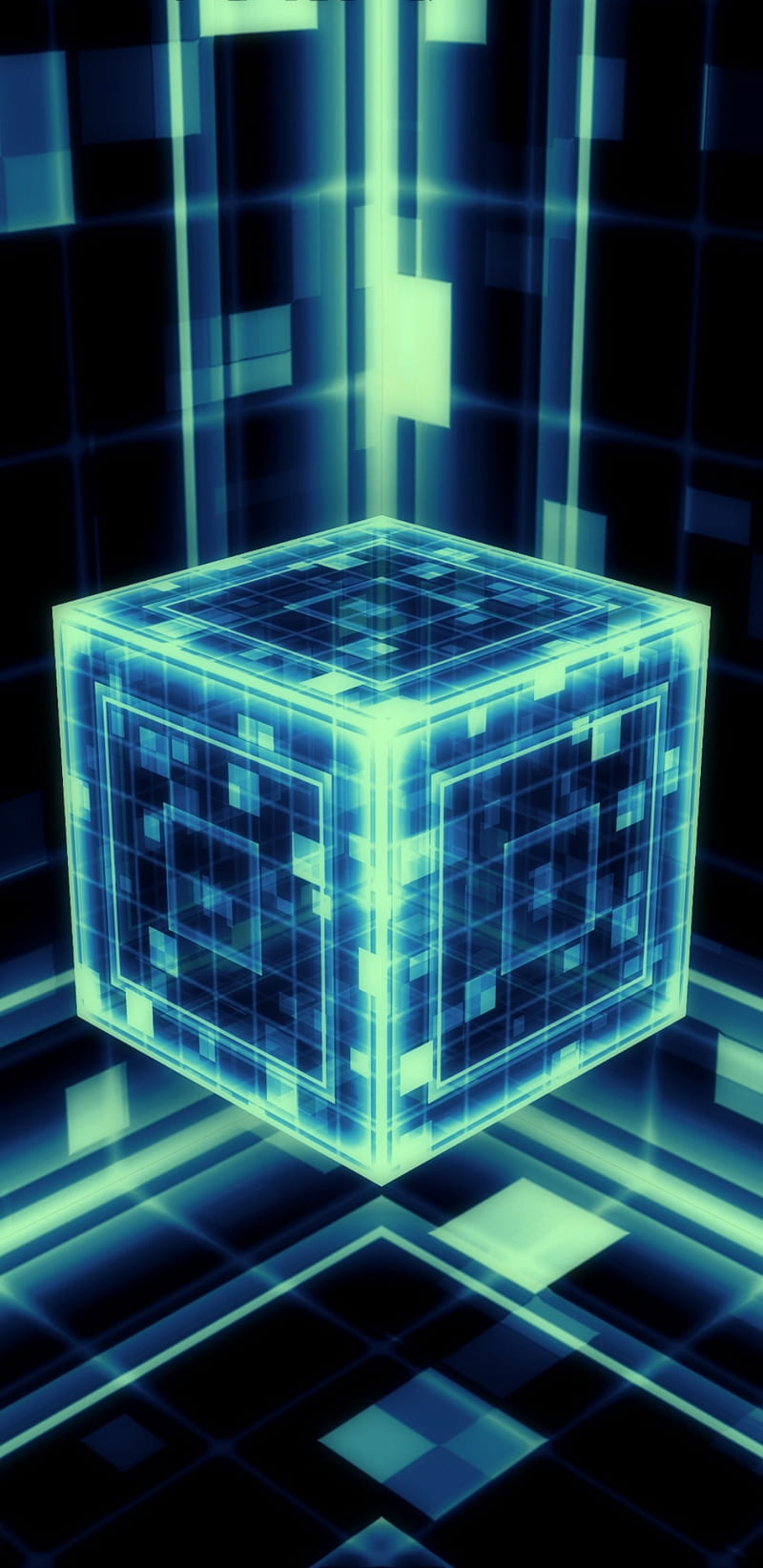 Cyan cube, material property, electric blue, HD phone wallpaper