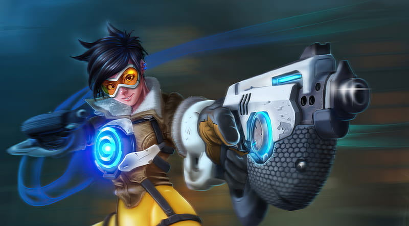 Wallpaper ass, smile, weapons, girls, costume, art, tracer, overwatch for  mobile and desktop, section игры, resolution 2426x1200 - download