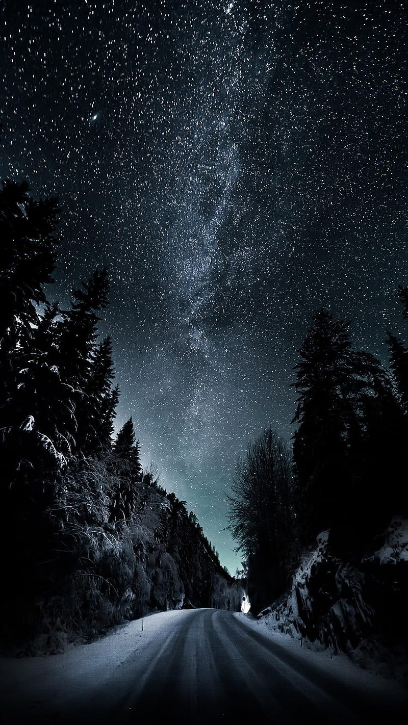 Negro, paisaje, estrella, pared, morado, original, noche, cielo, estrellas,  invierno, Fondo de pantalla de teléfono HD | Peakpx