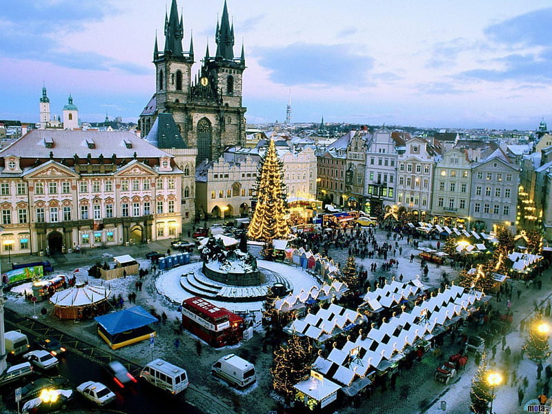 Christmas Market in the central square, christmas, market, central, square, HD wallpaper