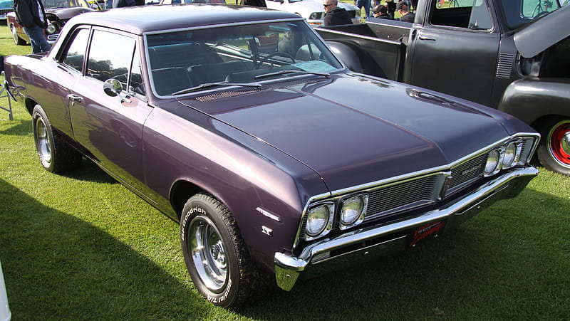 1967 Pontiac Beaumont, Pontiac, graphy, purple, headlights, black, tires, HD wallpaper