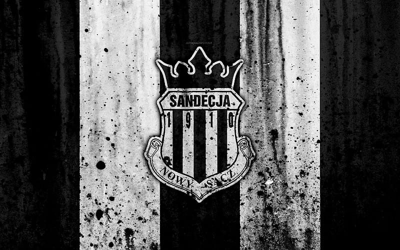 FC Sandecja Nowy Sacz grunge, Ekstraklasa, logo, football club, Poland, Sandecja, soccer, art, stone texture, Sandecja Nowy Sacz FC, HD wallpaper