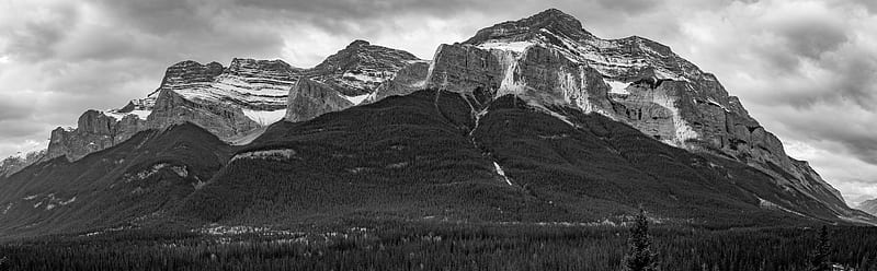 Mountain Range, Woods, Black and White Ultra, Black and White, Landscape, Valley, Forest, Mountains, Sony, blackandwhite, mountainrange, sonya7rii, sony7rii, transcanadahighway, HD wallpaper