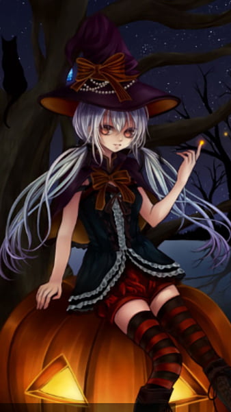 Cute Kawaii Halloween Anime Pumpkin Girl Demon Greeting Card by Shannon  Nelson Art
